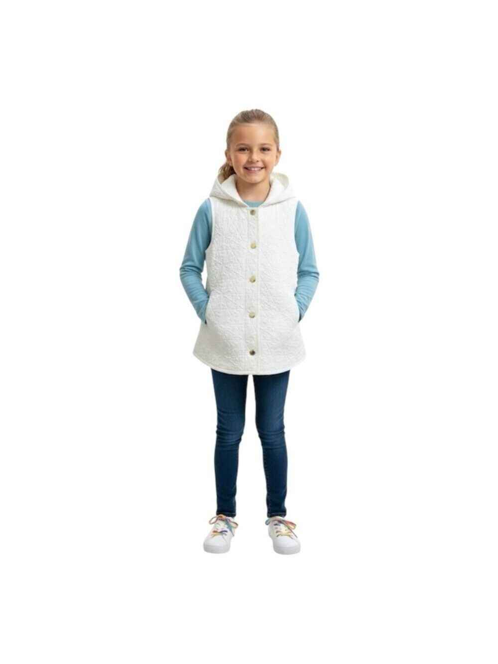 Cynthia Rowley Girl’s Size M 7/8 White Hooded Vest